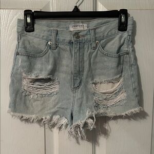 Just USA Light Blue Ripped Jean Shorts